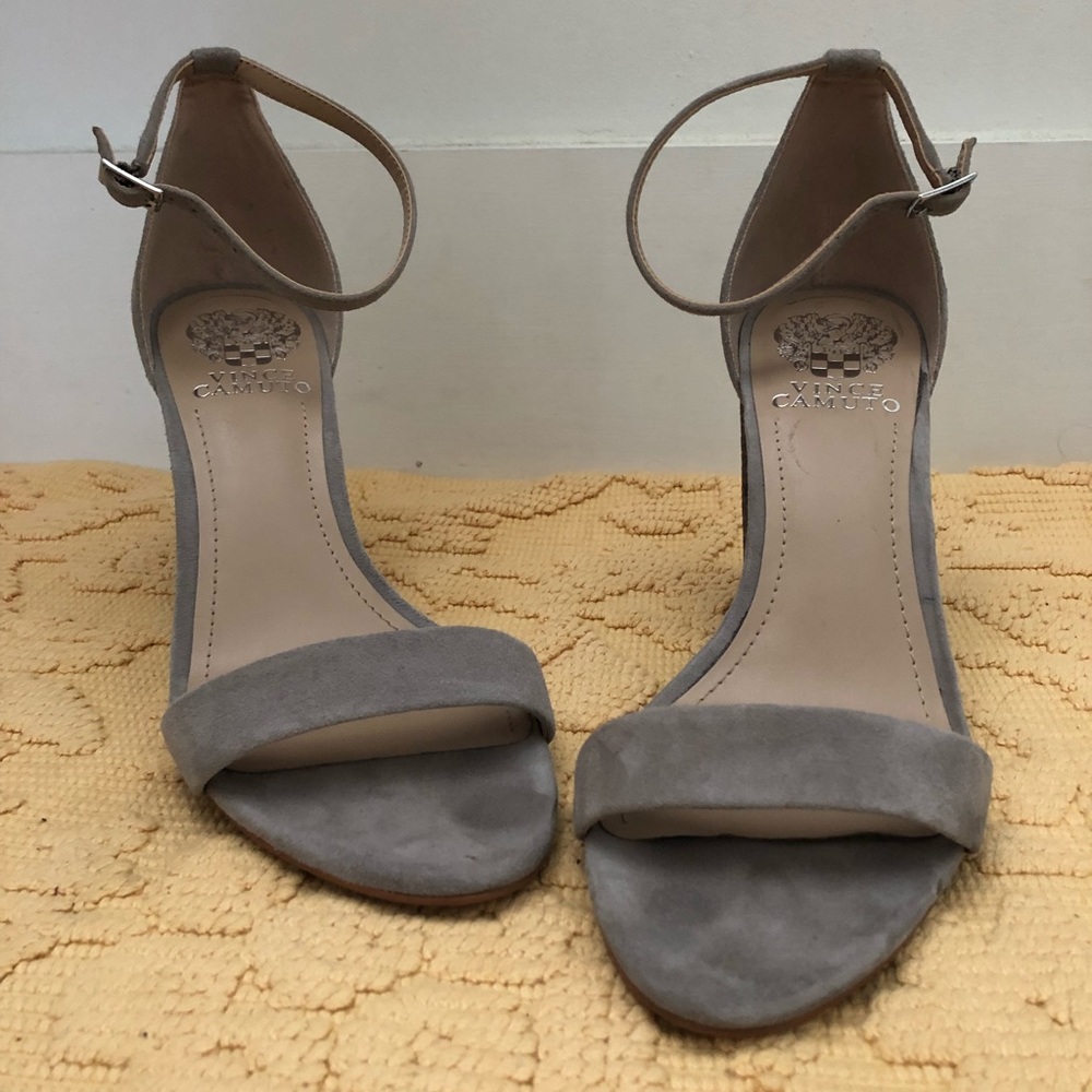 Vince camuto gray suede heels